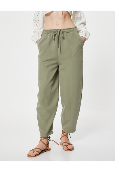 Koton Havuç Pantolon Beli Bağcıklı Normal Bel Cep Detaylı Modal