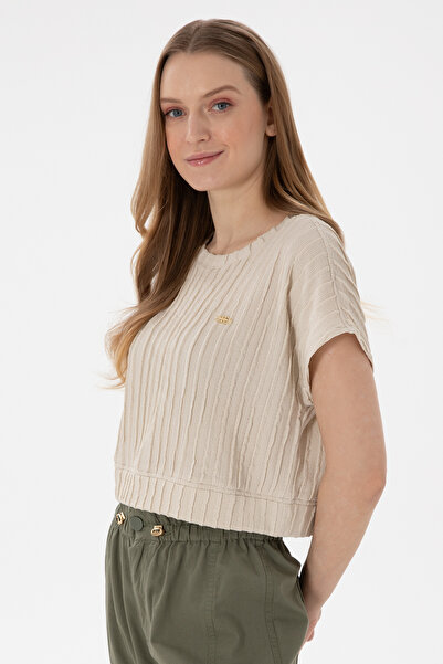 U.S. Polo Assn. تي شيرت نسائي برقبة دائرية وقصة قصيرة من الحجر 50300801-VR049