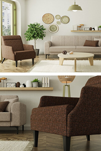 Modalife Mitra 3+1 Salon&oturma Odası Koltuk Takımı - Krem&Kahve