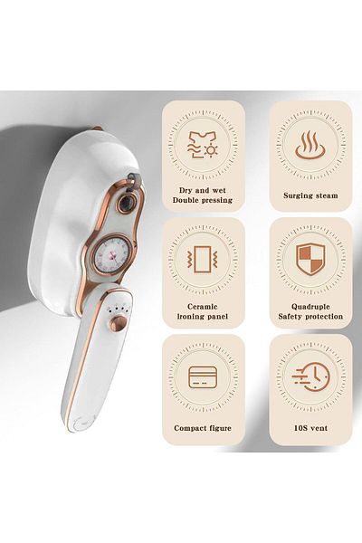 COOYA Steam Iron, 180°Rotatable, Temperature Indicator, Ironing & Steaming 2 In 1, Portable Mini Handheld