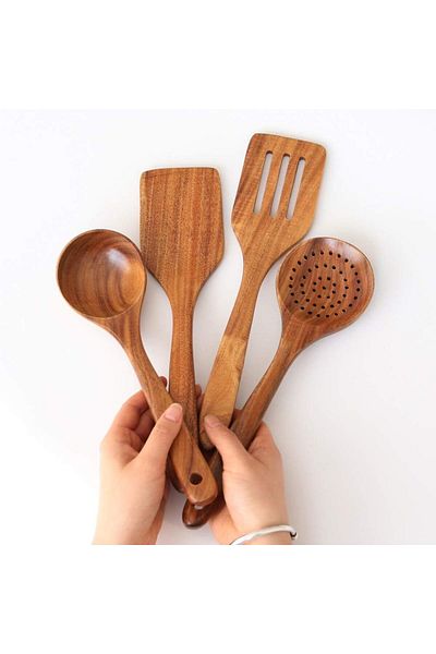 COOYA Kitchen Utensil, Natural Take Wood Kitchen Utensils, Nonstick Hard Wooden Spatula and Wooden Spoons