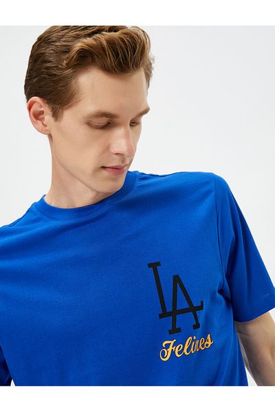 Koton Bedrucktes Baumwoll-T-Shirt mit Rundhalsausschnitt