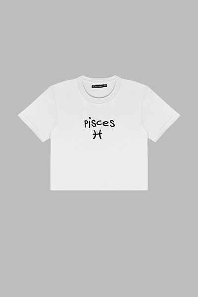 Sekizbiraltı Λευκό Crop Top με στάμπα Pisces