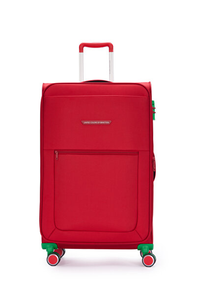 United Colors of Benetton Benetton 2800 Büyük Boy Ultra Light Hafif Lüx Kumaş Tekerlekli Valiz KIRMIZI