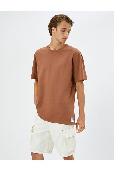 Koton Oversize T-Shirt Crew Neck Label Print Detailed Cotton