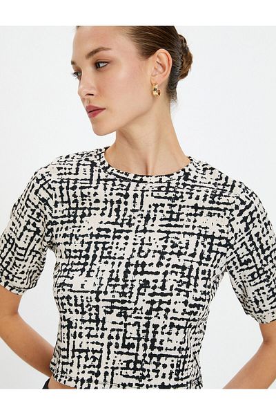 Koton Crop T-Shirt Short Sleeve Crew Neck