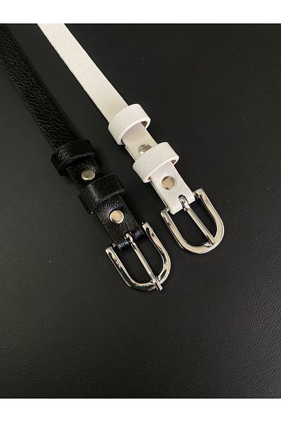LİA KEMER 2Pcs Classic Thin Buckle Belt Waist Belt Coat Belt Dress Belt Trouser Belt