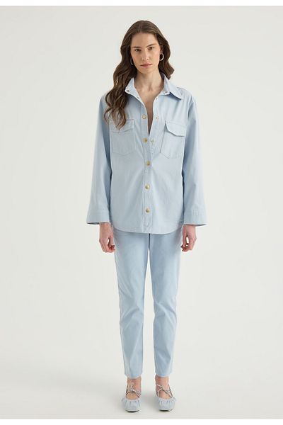 Masha Kate Pantaloni chino albastru pastel