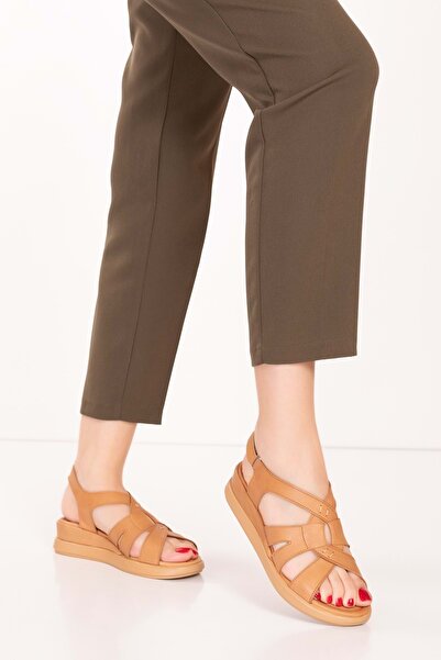 Gondol Kadın Hakiki Deri Günlük Rahat Sandalet Anl.3211