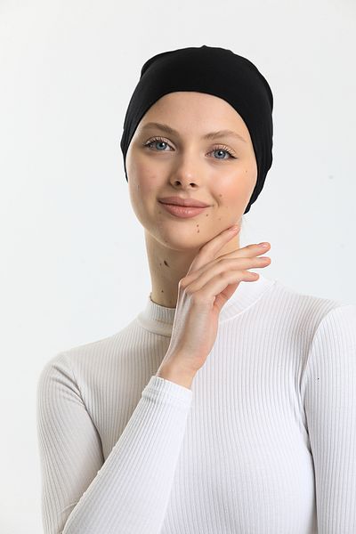Shalista Buy 4 Pay 3 Stitched Cotton Black Bonnet (Price Is for 1 Piece)