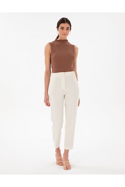 Pierre Cardin Ecru Carrot Fit Fabric Trousers 50299833 -Vr019