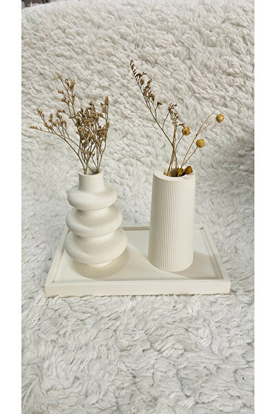 DEYART Set de 3 vaze cu farfurie model boem și nordic