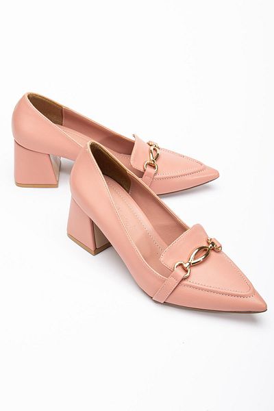 Dilimler Ayakkabı Women's High Heels - Pointed Buckle and Thick Powder