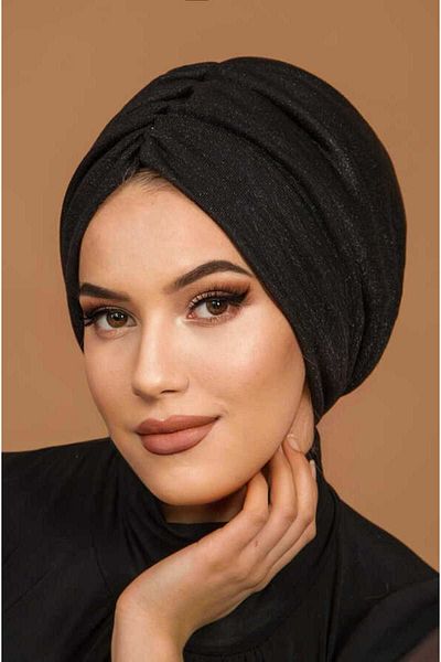 Aişe tesettür غطاء رأس مبطن برباط أسود لامع