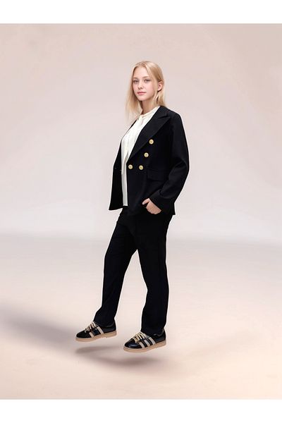 Jannock Girl's Classic Suit Blazer Jacket-Pants-Blouse 3 Pieces Set Suit
