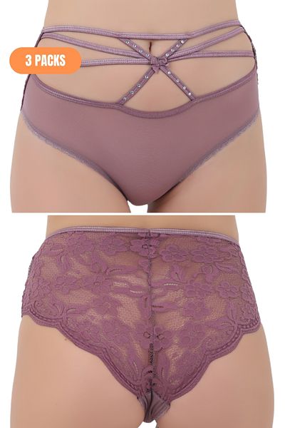Merry Secret's Chiloți de damă, 3 piese, decoltați, cu frânghie încrucișată