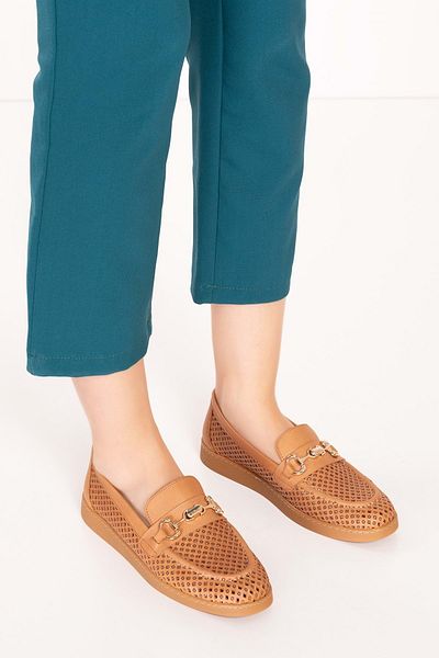 Gondol Loafer de damă elegant din piele naturală de vară tăiat cu laser - anl.2999