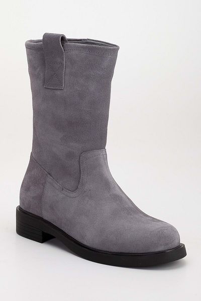 ANALİN SHOES Γκρι Suede Γνήσιο Δερμάτινο Γυναικείο Μποτάκι
