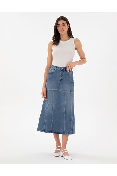 Pierre Cardin Blue A-Line Jean Skirt 50301321 -Vr036