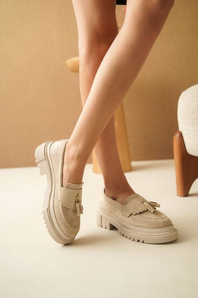 GOFFSHOES Голи велурени дамски мокасини - обувки с пискюли