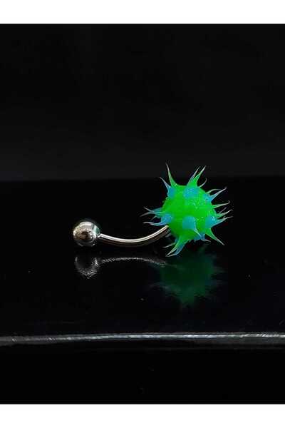 sarıyer silver Göbek Piercingi Yeşil Silikon Yumuşak Dikenli Çelik