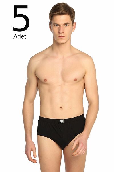 ENTAHA Tutku Ανδρικό Μαύρο Πακέτο 5 Βαμβακερών Slip New Season