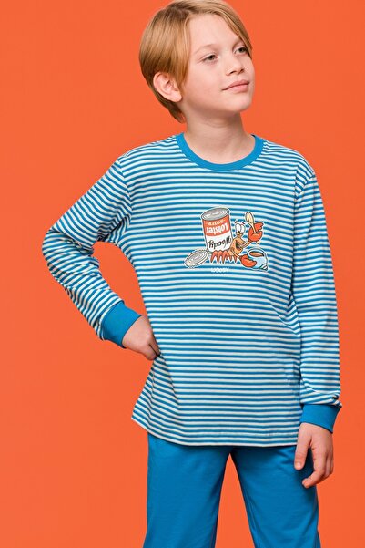 Woody 10-16 Years Old Boy Pajamas-Plc - 915-Striped Blue