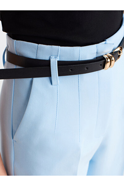 Dilvin 71632 Kemerli Yüksek Bel Pantolon-Mavi
