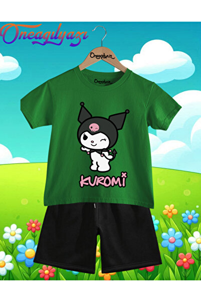 oneagılyazı Kuromi Štampano Oversize kroj Dječje šortseve T-shirt set