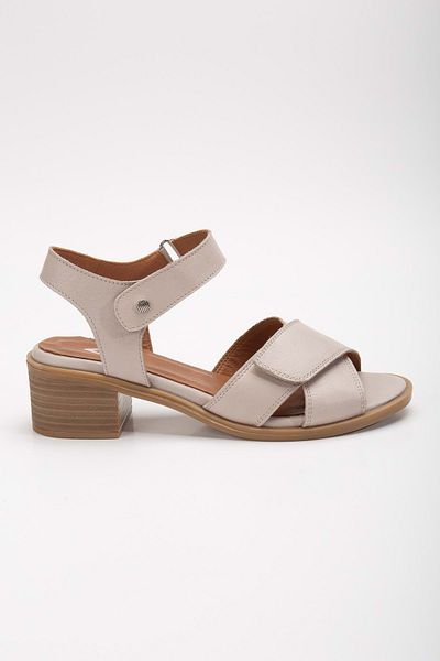 ANALİN SHOES Sandale de damă din piele naturală gri deschis - cu velcro și cruce