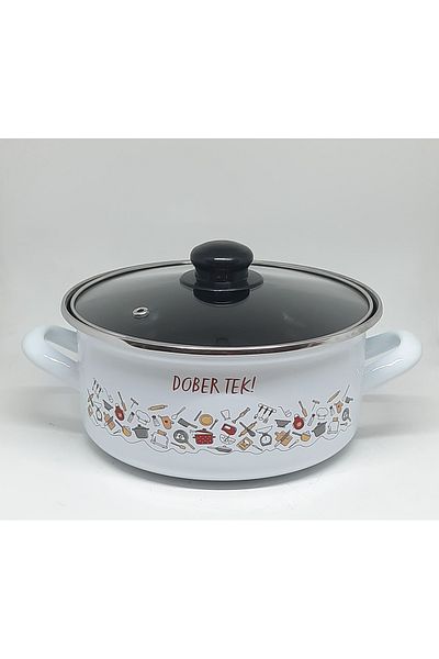 Avşar Enamel House 22 cm 2.5 Liter Decorated Enamel Pot