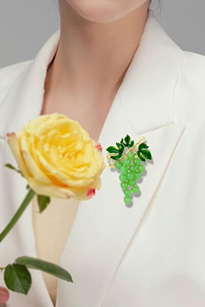 New Obsessions Muscat Doğaltaşlı Mineli Üzüm Salkımı Yaka İğnesi Broş