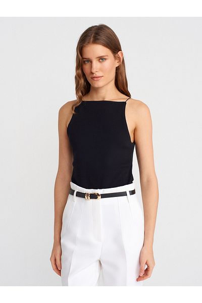 Dilvin 21020 Halter Neck Top-Μαύρο