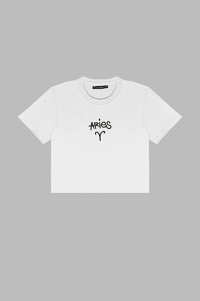 Sekizbiraltı Λευκό Crop Top με στάμπα Aries