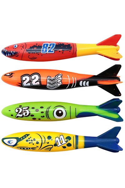 APWIKOGER diving torpedoes 4Pcs Pool Games Sinking Toy Multicolor Cartoon Pool Sinking Toys Creative Swim Dive