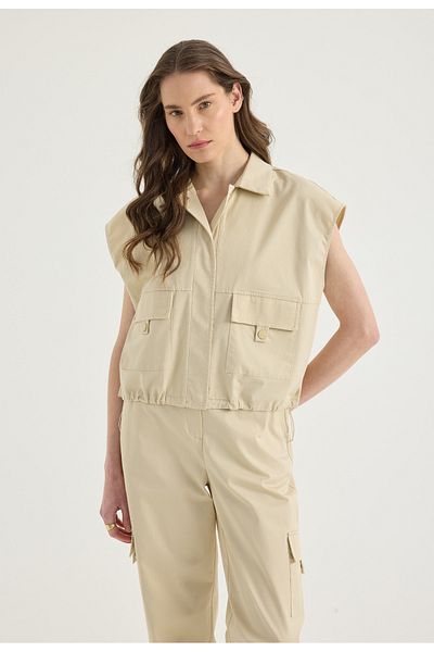 Masha Kate Cargo with Pockets - Beige Vest