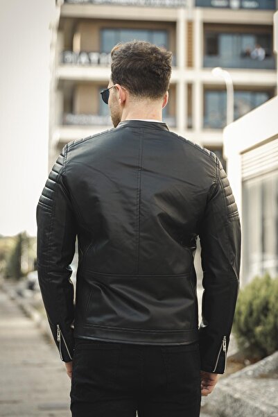 Oksit Oresto Extra Slim Fit Içi Polarlı Ön Göğüs Dikişli Erkek Deri Mont