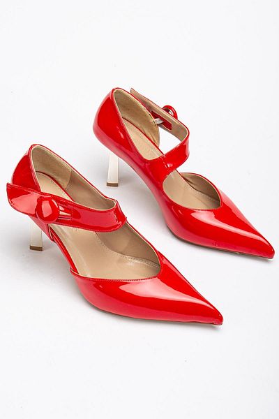 Dilimler Ayakkabı Women's Stiletto Red Helmet Thin Heeled Shoes