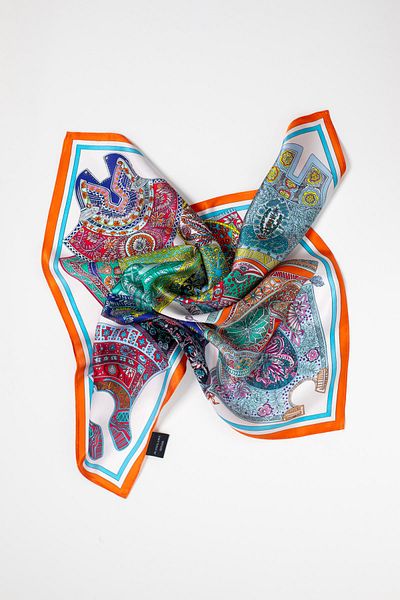 CASHMERE AND SİLK MAWLANA (53 X 53) Pure Silk Scarf