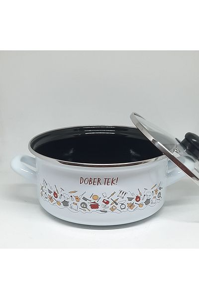 Avşar Enamel House 22 cm 2.5 Liter Decorated Enamel Pot