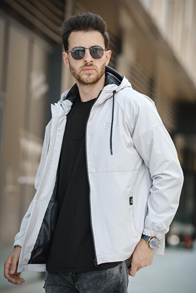 Oksit Men's Slim Fit Seasonal Coat - Mmx Printed, Water Resistant, Hooded, Raincoat