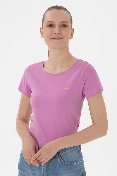 U.S. Polo Assn. Γυναικείο μπλουζάκι με λαιμόκοψη φούξια 50297915-VR023