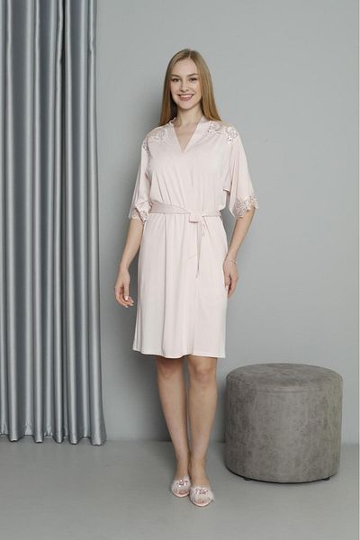 Espuar 924 Brodeli 2 Piece Combed Cotton Nightgown Dressing Gown Set