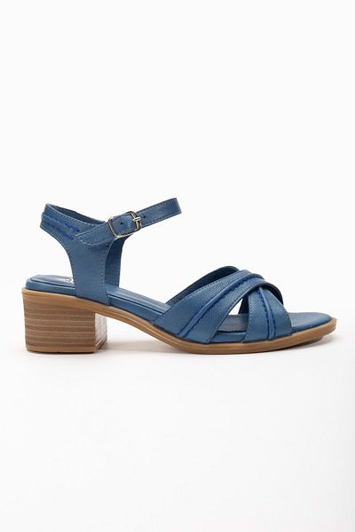 ANALİN SHOES Blugi - Piele autentică, Sandale cu toc încrucișat, cu curele la gleznă