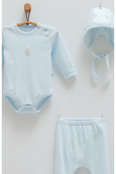 Caramell BEBEK TAKIMI ERKEK BEBEK (BODY PANTOLON ŞAPKA) YAZLIK HAVA GEÇİRGEN KUMAŞ %100 ORGANİK PAMUK