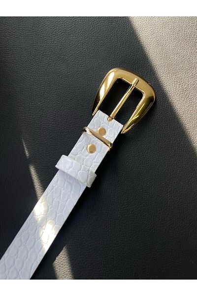 LİA KEMER Oval Gold Buckle Belt Waist Belt Coat Belt Dress Belt Trouser Belt
