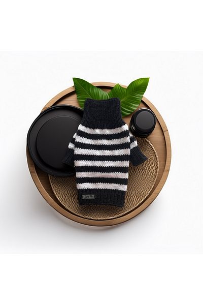 Lady Fify Turtleneck Black and White Fan Sweater for Cat Dog