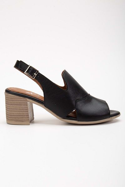 ANALİN SHOES Piele naturală neagră - Sandale de damă cu toc cu curea la gleznă