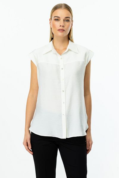 Ekol Buttoned Blouse with Epaulets on the Shoulder