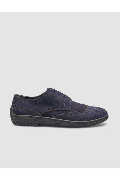 Cabani 100% Genuine Leather Navy Blue Suede Men's Casual Shoes
